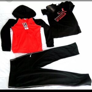 Puma Boys 3-Piece Tech Fleece Hoodie, Tee & Jogger Set nwt